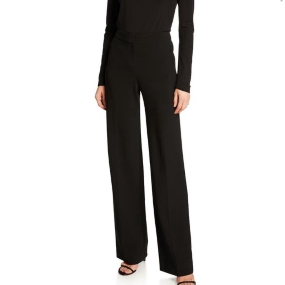 St. John Caviar Santana Knit Wide Leg Black Pants Sz 4 FLAWED price firm!